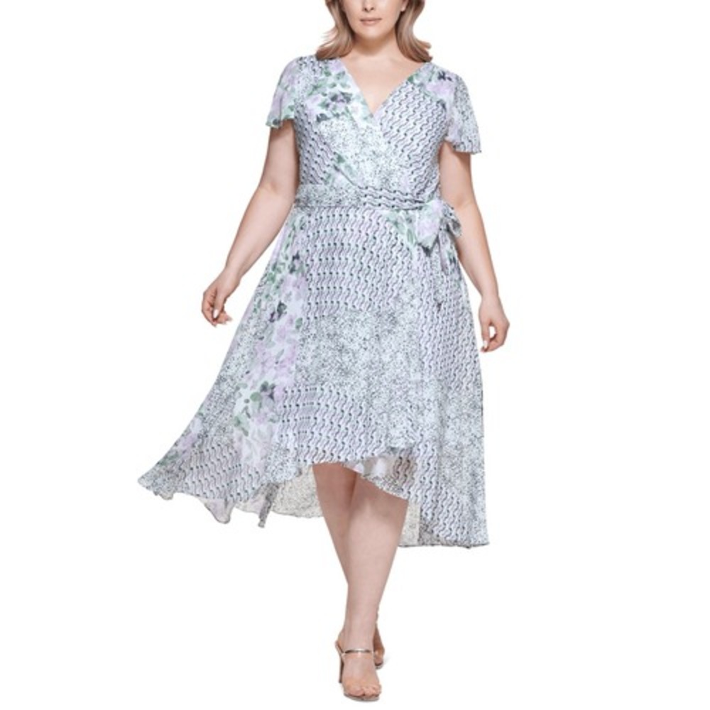 DKNY Womens Plus Chiffon Hi-Low Cocktail and Party Dress Size 20W